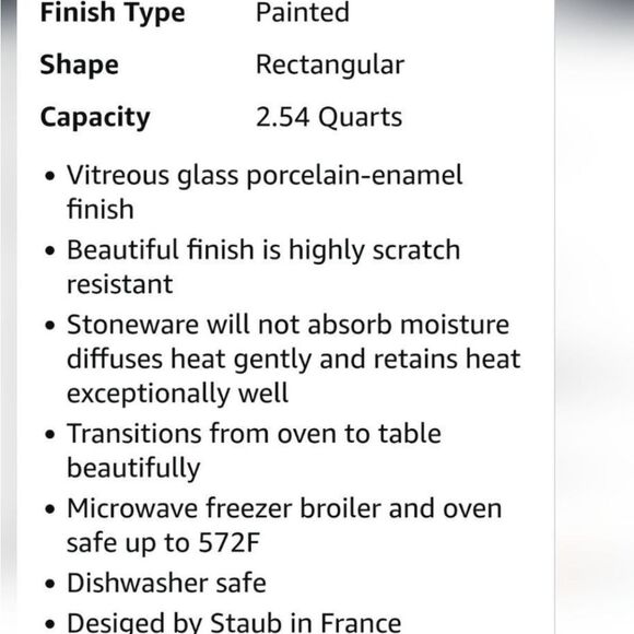 Staub Rectangular Gratin 2.5QT Baking Dish- Light Green - Picture 7 of 7